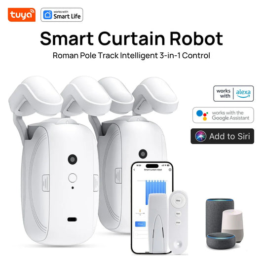 Tuya Smart Curtain Robot – Intelligent Automatic Curtain Opener with App, Remote & Voice Control (Alexa, Google Assistant & Siri) | For Roman Rod & Track