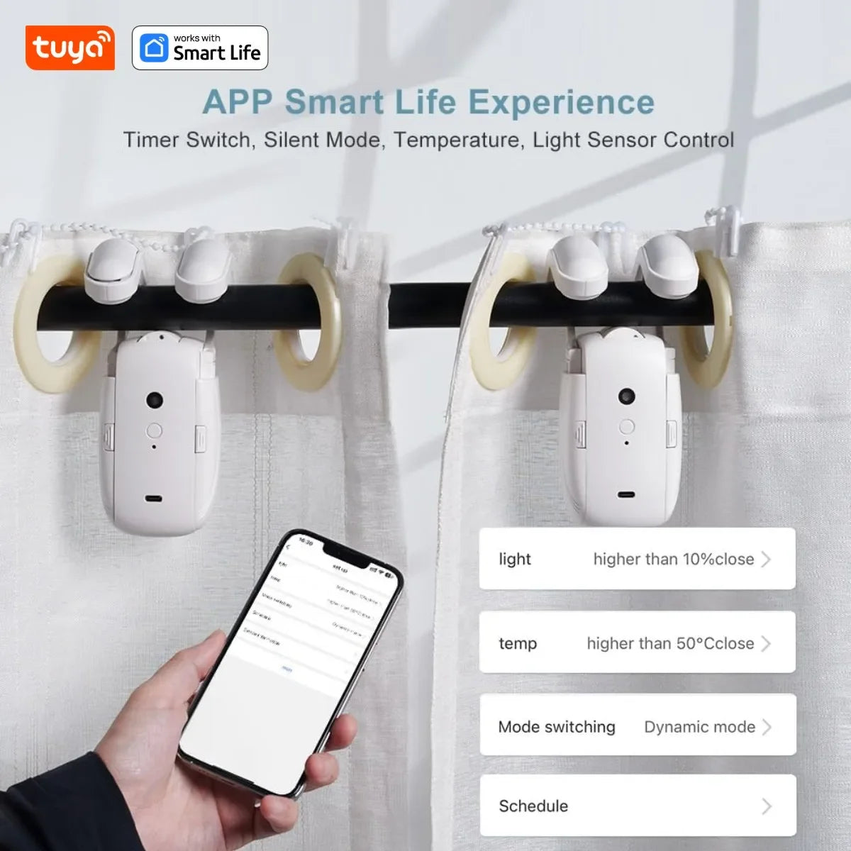 Tuya Smart Curtain Robot – Intelligent Automatic Curtain Opener with App, Remote & Voice Control (Alexa, Google Assistant & Siri) | For Roman Rod & Track